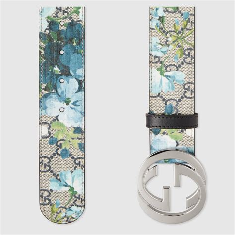 gucci flower belt blue|extra large gucci belt.